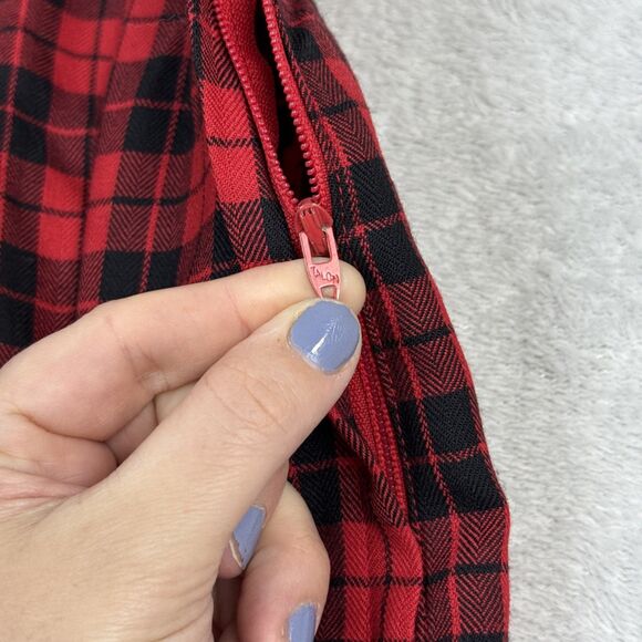 Vtg Worsted Wool Skirt 22W Red Black Plaid Pleats Academia Preppy Old Money Kilt - Picture 6 of 13